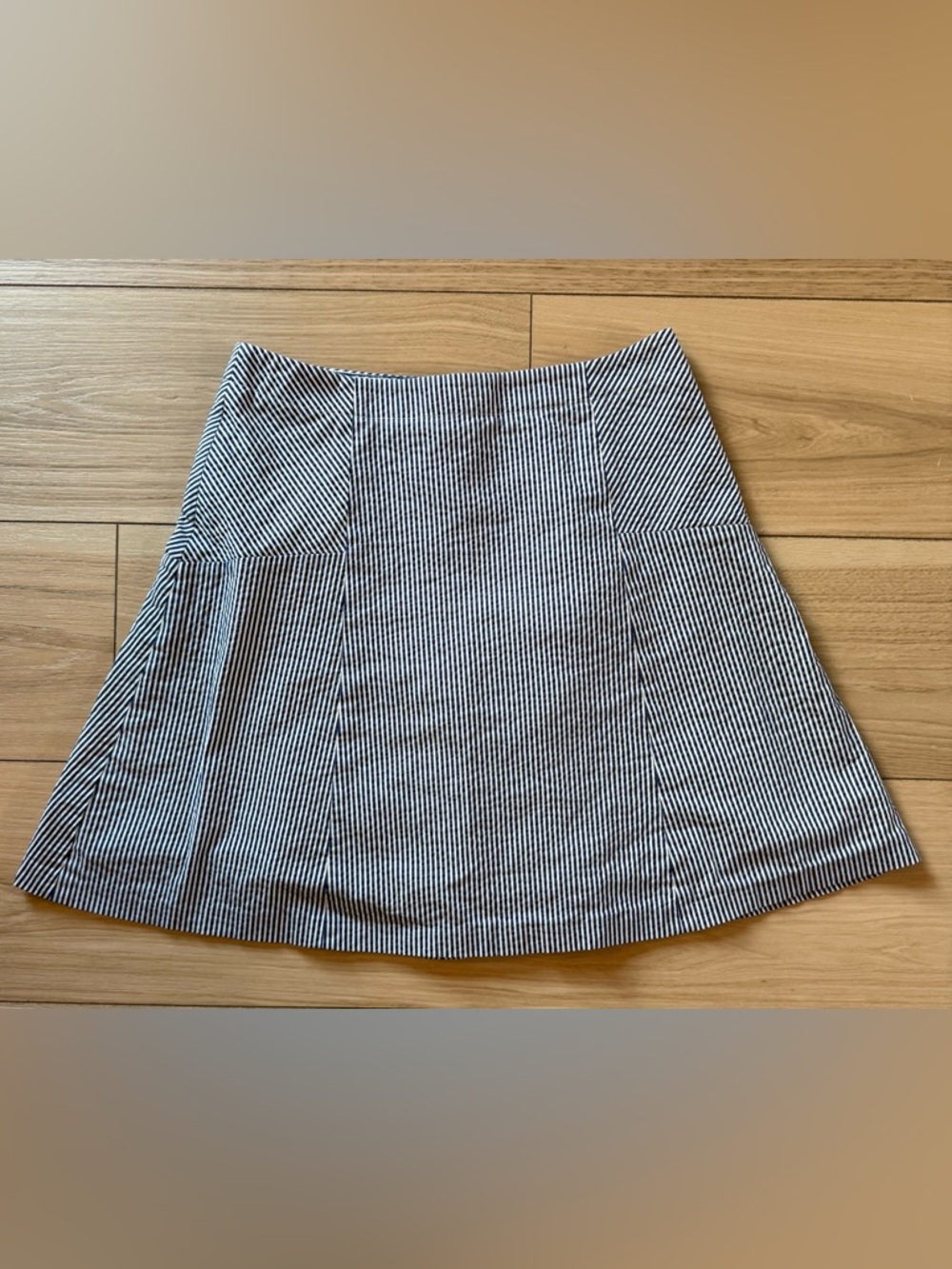 LOFT Blue White Striped A-Line Skirt Size 4 Lined Mini